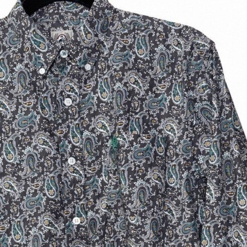Cinch Boys 14 Western cowboy rodeo Paisley Button Down long sleeve Shirt Teal